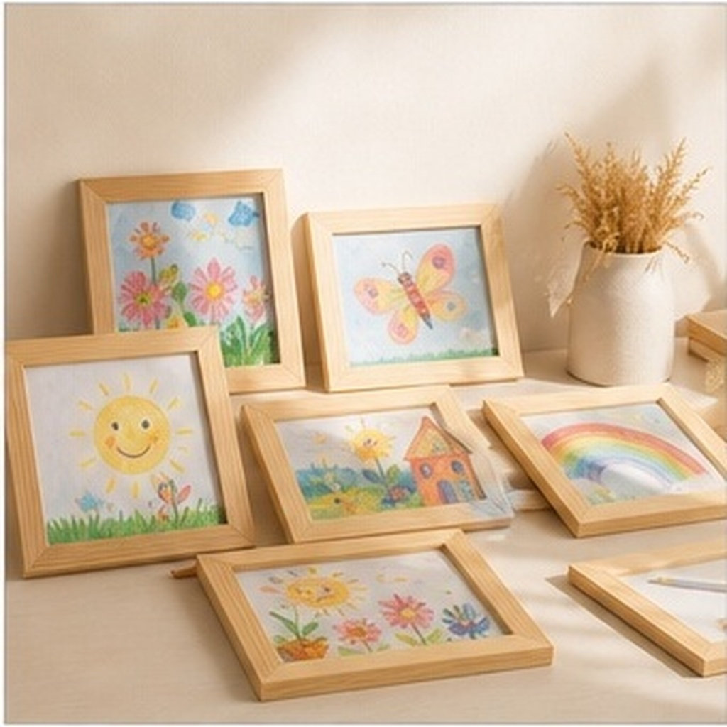 Art And Craft For Nursery - 6Pcs Solid Wood DIY Blank Picture