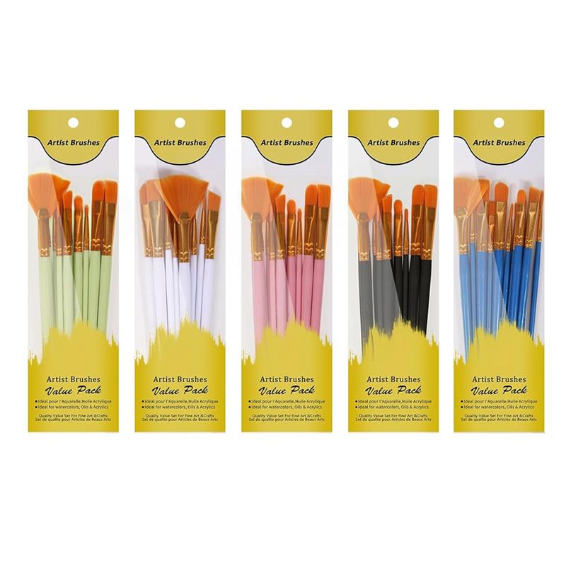 Gouache Paint Set - M12K-Acrylic Paint Brushes Set, 5 Packs/60Pcs