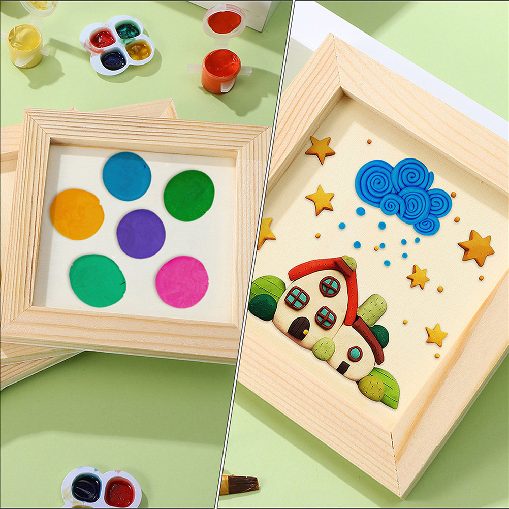 6Pcs Solid Wood DIY Blank Pict - Art And Craft For Nursery ulasan dan harga